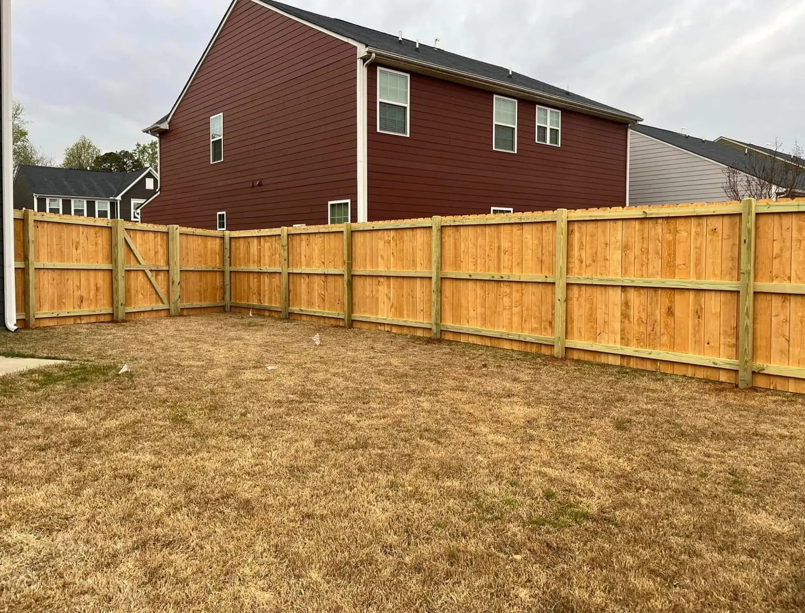 Wood privacy fence installed by Spartan Fence SC in Wellford, SC